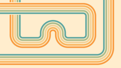 Wall Mural - abstract background of rainbow groovy wavy line design in 1970s hippie retro style. vector pattern r