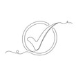 © Vdant85 - Continuous one line art check mark icon isolated vector illustration.