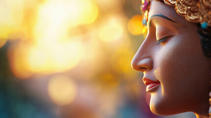 Wall Mural - close up view of lord buddha praying