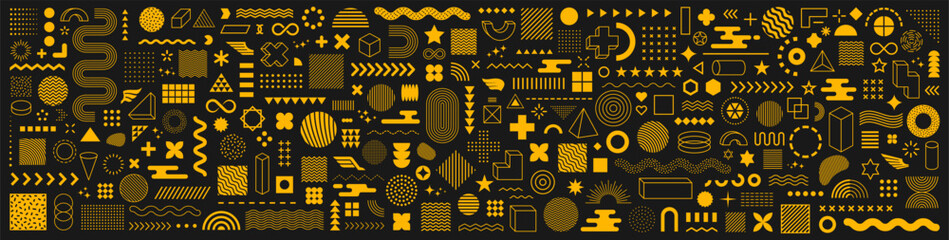 Wall Mural - set of abstract graphic element. geometric shapes. memphis design, sticker pack, y2k, aesthetics, br