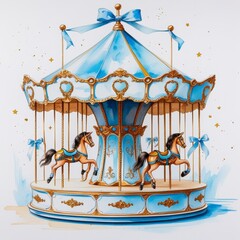 illustration of a blue carousel on a white background