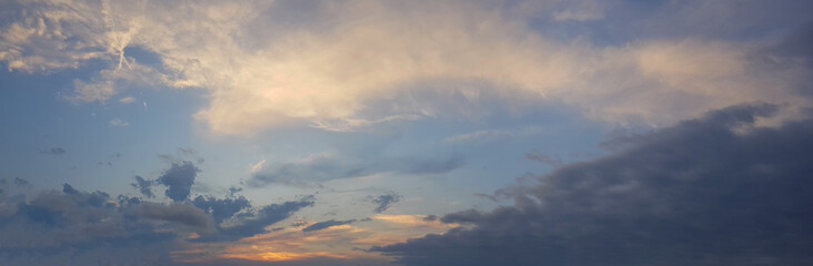 Wall Mural - summer sunset sky landscape. romantic sky clouds and sunlight