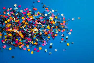 Wall Mural - multicolored confetti on a blue background
