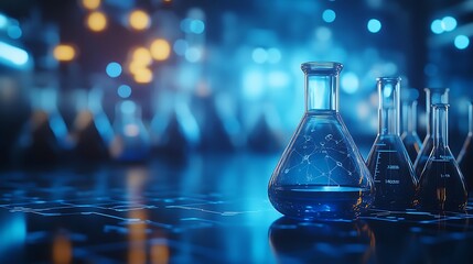 a blue background with the periodic table of elements chemicals