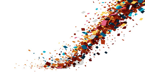Colorful spotted confetti during holiday celebration template on white background. Concept for Studio shot, holiday celebration event vector illustration.