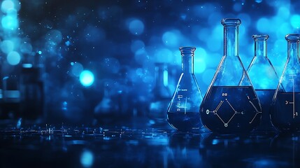 A blue background with the periodic table of elements chemicals