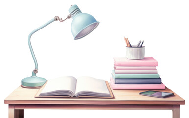 Sticker - PNG Reading desk book lamp publication.