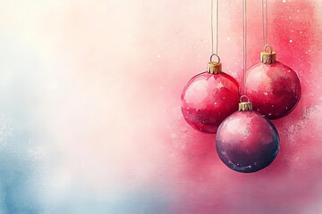 Wall Mural - Colorful ornaments hang against a soft gradient background to celebrate the holiday season