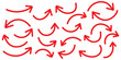 © NOVA STOCK - Set of Hand drawn vector arrows doodle on white background. design element vector illustration. Hand drawn vector arrow set. All arrows are isolated on white background. Red hand drawn doodle arrow