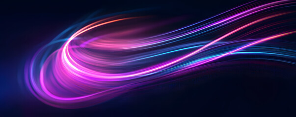 Wall Mural - Neon color glowing lines background, high-speed light trails effect. Futuristic dynamic motion technology.