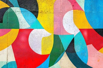 Wall Mural - A vibrant abstract pattern featuring colorful geometric shapes and swirling designs.