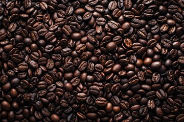 Wall Mural - Big pile of fresh roasted coffee beans. Image illustrated food for advertisement