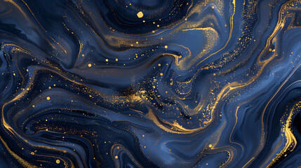 Wall Mural - abstract blue and gold marble texture, generative ai