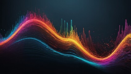 Wall Mural - a vibrant, abstract design featuring colorful line wave frequencies