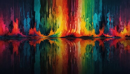 Wall Mural - an abstract piece of art featuring overlapping soundwaves, resembling music vibrations in vibrant to