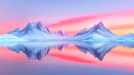 Poster - A pristine glacial lake fed by melting ice, reflecting the surrounding mountains,