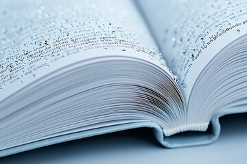 Leinwandbilder - The texture of finely printed text on a glossy page of a modern book,