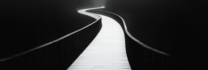 Aufkleber - A bridge leading to a central point, emphasizing the perspective lines,