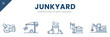 © Kmezel - Junkyard Icon Set . Recycling, Demolition, and Waste Management Vector Illustration