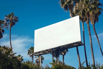 Billboard Advertising Space Los Angeles Urban Landscape Palm Trees Daylight Marketing Potential