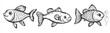 © Ace64 Studio - Set of sweet hand-drawn fish in line art style designed as vector icons.