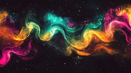 Wall Mural - Vibrant nebula galaxy with colorful cosmic waves in outer space