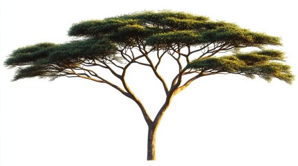 Wall Mural - Elegant Green Tree Silhouette with Graceful Branches and Leaves