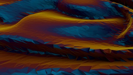 Aufkleber - Abstract Low-Poly Terrain with Warm and Cool Tones