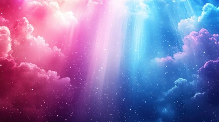 Wall Mural - Vibrant Ethereal Clouds with Radiant Light Beams and Starry Sky