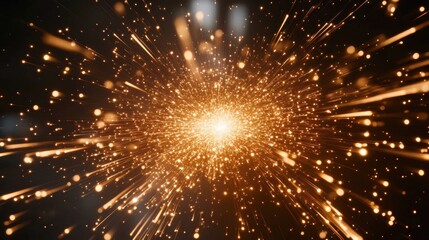 Wall Mural - Radiant Explosion of Golden Light with Dynamic Sparks and Glow