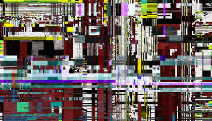 Aufkleber - Abstract creative glitch overlay texture. Geometric pixel pattern of a digital glitch on transparent background, digital pattern