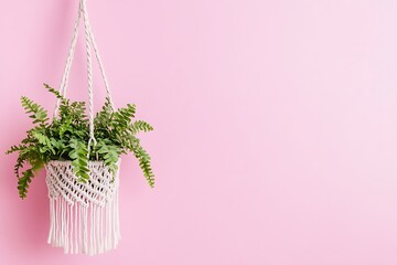 Wall Mural - Macrame Plant Pot with Fern