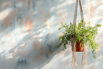 Wall Mural - Macrame Hanging Plant Pot with Fern