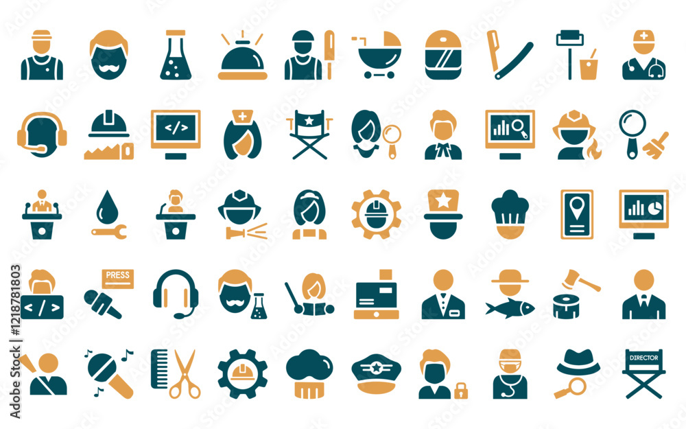 Engineering Professor Icon 50 linear professions icon pack. vector thin line civil engineer ...