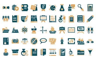 Sticker - 50 linear education icon pack. vector thin line lunchbox, arrange, agenda with bookmarks, sticky not