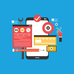 Web design and software development engineering programming and coding with UI UX application concept