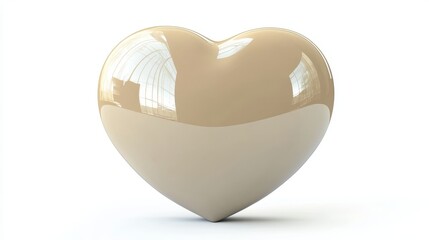 Wall Mural - 3D beige heart icon on a white background.