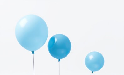 Wall Mural - Set of three various size baby blue balloons isolated on white background cutout balloon background balloon background party holiday celebration decoration