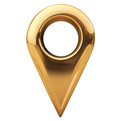 golden 3d location pin icon transparent or white background, png.