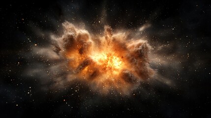 cosmic explosion, fiery nebula, space dust, background stars, science fiction