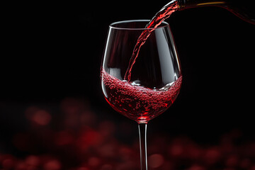 Wall Mural - Glass of red wine from grape varieties merlot featuring wine, red, and background with copy space