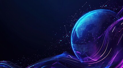 Wall Mural - digital globe with abstract lines
