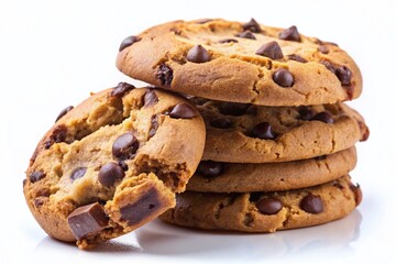 Broken Dark Chocolate Chip Cookie Stack - Food Photography