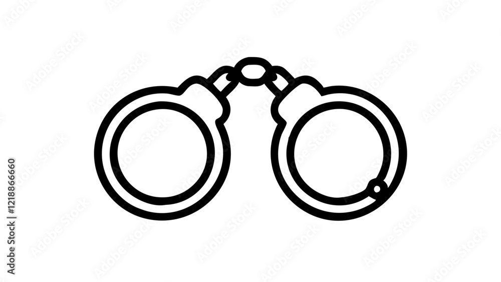 black and white illustration, simple line drawing, handcuffs, police ...