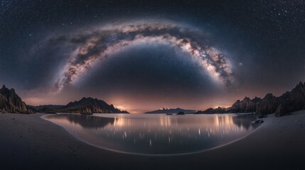 Milky Way Arching Over Serene Coastal Bay