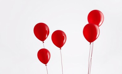 Wall Mural - 4 red balloons isolated on transparent background png file no background png file balloon background balloon background party holiday celebration decoration