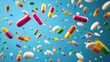 © angga - Multi-colored pills and capsules of drugs flying in all directions