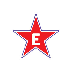 Wall Mural - letter E with star logo concept. creative monogram logo for your corporate. letter E inside star symbol in red