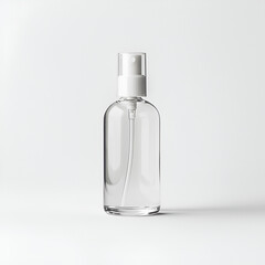 Wall Mural - Clear glass spray bottle with a white pump dispenser. Perfect for showcasing your product packaging design.