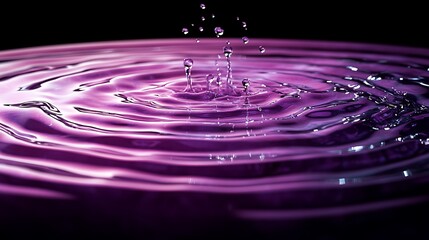 Wall Mural - Purple Water Drop Impacting Still Surface